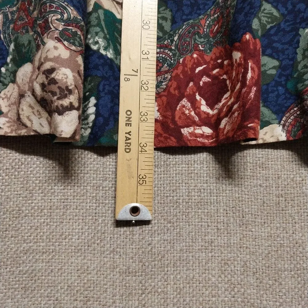 Vintage Kathie Lee Rich Orange Beige Blue Floral Skirt Pleated Maxi USA  Size 10